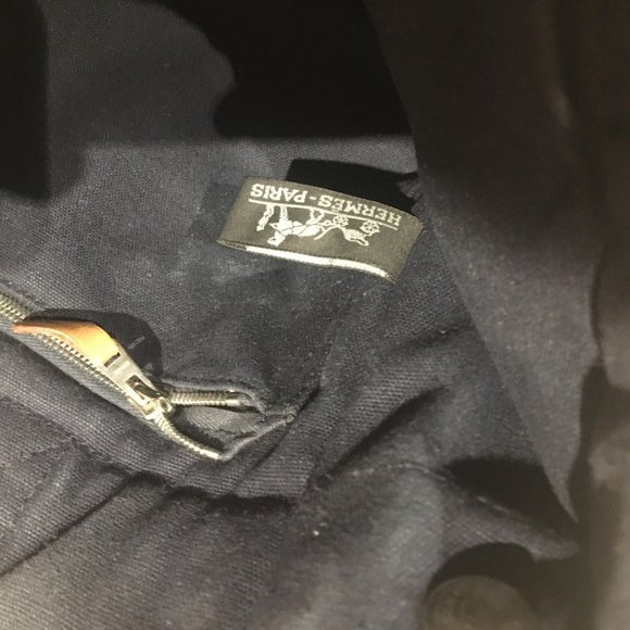 Hermes Blue Canvas Fabric Fourre Tout TPM France - Picture 4 of 11